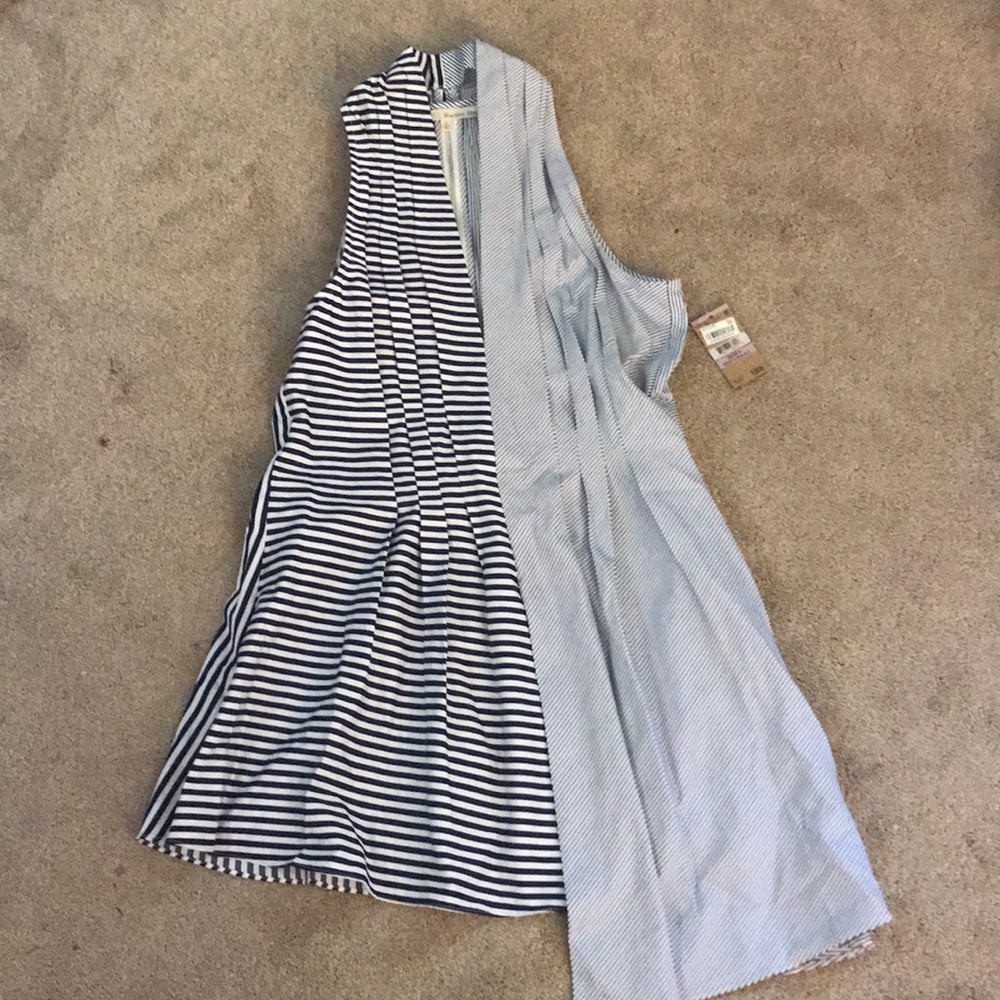 RACHEL Rachel Roy navy and white hi-lo top